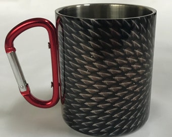 Sunflower Seed - Stainless Steel Mug with Carabiner Clip Handle / Burning Man / Festivals / Ascend Expand