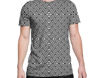 Sacred Sayagata White -  Sacred Geometry All Over Print  Festival Clothing