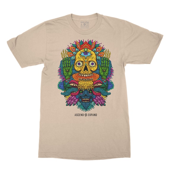 Psychedelic Skull Shirt~ Third Eye - usa made ~ waterbase ink