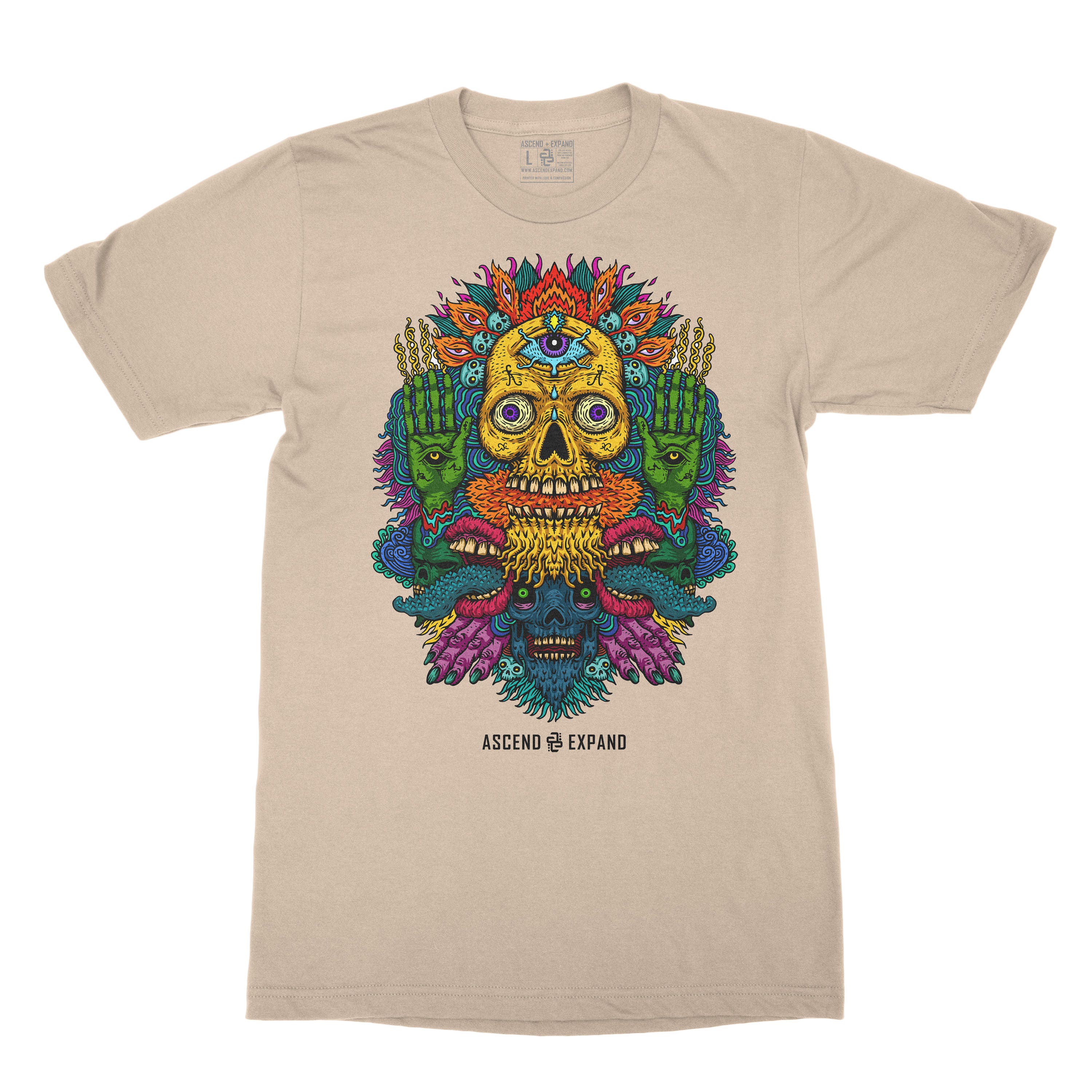 Psychedelic Skull Shirt Third Eye Usa Made Waterbase Ink - Etsy