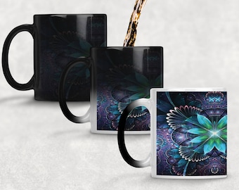 Beautiful Fractal Flower -Morphing Mugs-  Color Changing Mugs - Ascend Expand