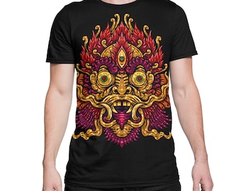 Bali Mask -  All Over Print Tee - Art - Dynamism - Magic - Spirit - Animism - Culture -  Festival Clothing