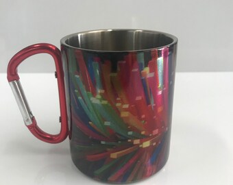 Color Stick - Stainless Steel Mug with Carabiner Clip Handle / LIB / Festivals / Color Art
