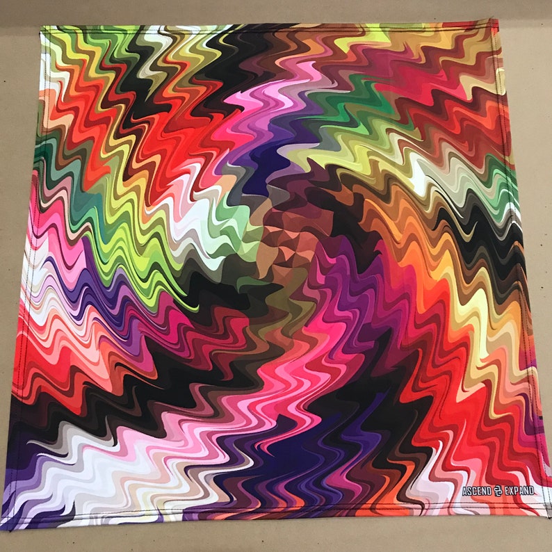 Swirl Drip BANDANA 24 Bandana Recycled Fabric / Ascend Expand / Burning Man / Psychedelic Art image 1