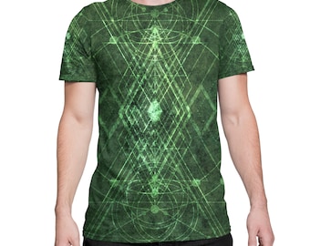 Green Sacred Cycle -  Sacred Geometry All Over Print  Festival Clothing