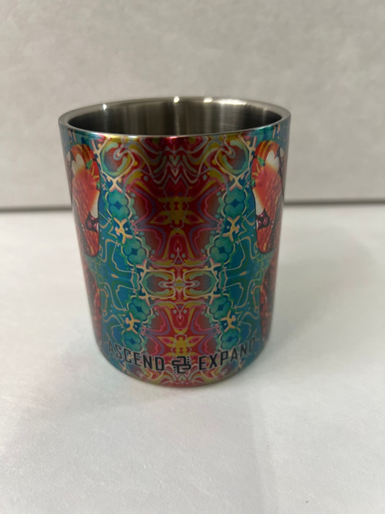 Colorful Butterfly Stainless Steel Mug with Carabiner Clip Handle / Burning Man / Festivals / Animals / Nature image 2