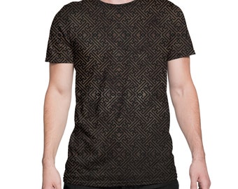 Sacred Sayagata Brown -  Sacred Geometry All Over Print  Festival Clothing pattern