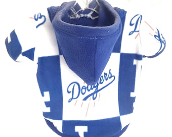 Dog Hoodie - Dodgers Sports Fleece Fabric