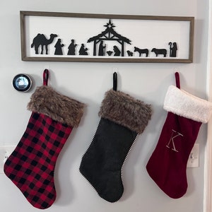 Nativity Silhouette Wooden Sign