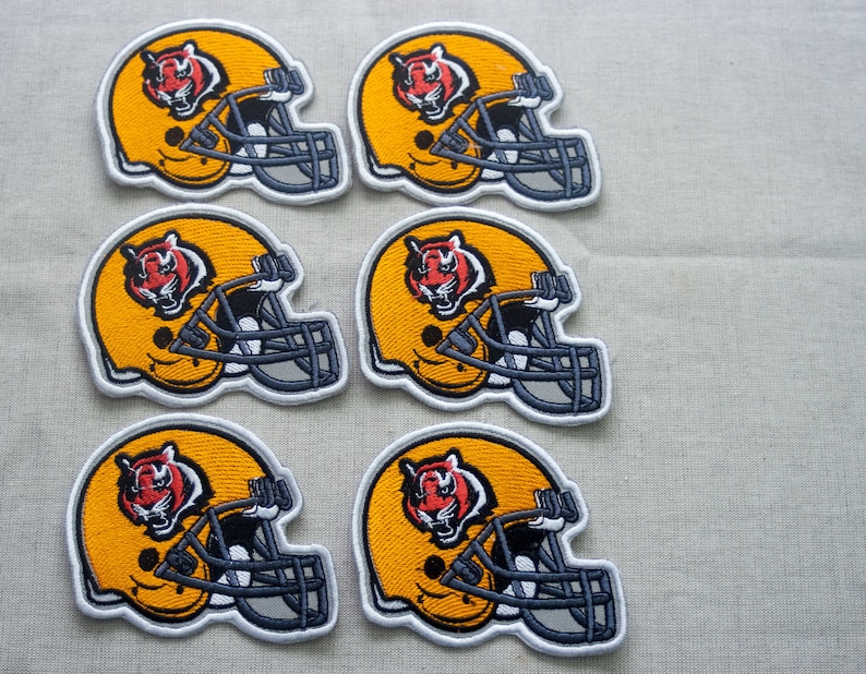 Sew On Size 3/'/' x 4/'/' Helmet of the Bengals player Set of the 5 patches 1 patch BONUS 75mm x 100mm Patches Iron On
