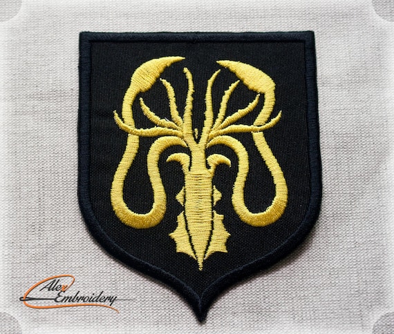 House Greyjoy Game of Thrones symbol Embroidered Iron-On Sew-On patch House Greyjoy Game of Thrones symbol Embroidered Iron-On Sew-On patch