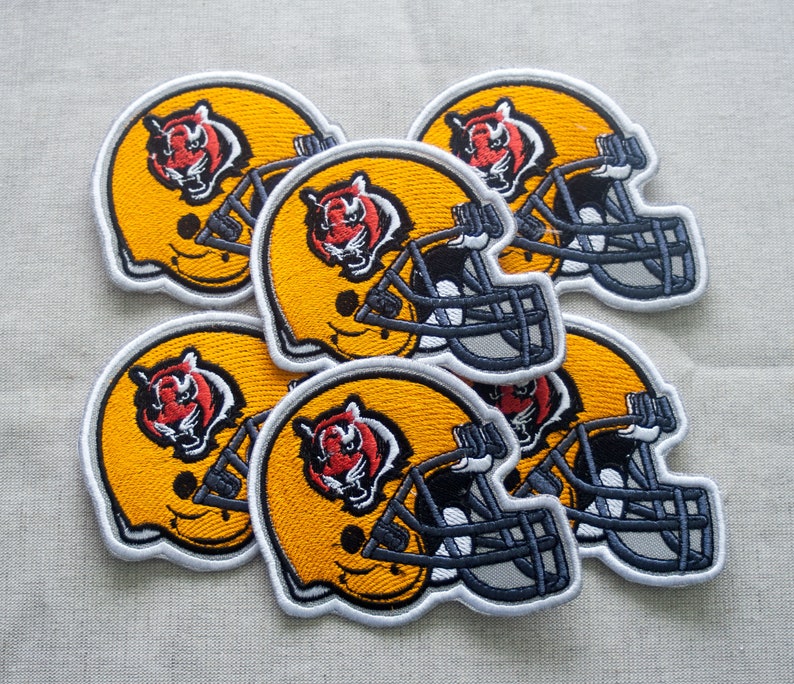 Sew On Size 3/'/' x 4/'/' Helmet of the Bengals player Set of the 5 patches 1 patch BONUS 75mm x 100mm Patches Iron On