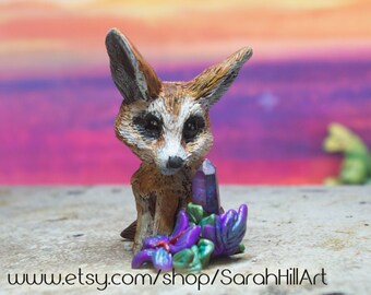 Handgemaakte Fennec Fox sculptuur door Sarah Hill