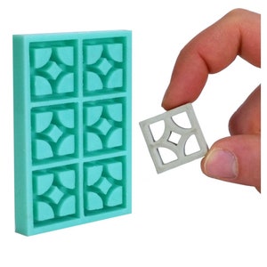 Mini Breeze Block Mold, Starlight Crossroads Screen Blocks #377, 1:12 Scale Mid Century Modern, Silicone