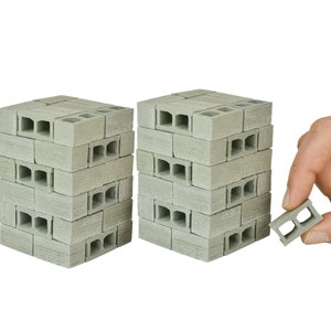 Miniature Concrete Blocks Made of Cement - Premium Quality - 1/12 Scale, Perfect for Diorama Supplies, Unique Gifts for Men, Desk Toy