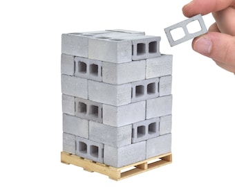 Mini sintelblokken gemaakt van cement met pallet - premium kwaliteit - schaal 1/12, perfect voor diorama's, cadeaus voor mannen, bureauspeelgoed, poppenhuizen