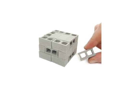 Miniature Cinder Blocks Made of Cement - Premium Quality - 1/12 Scale, Perfect for Scale Diorama Supplies, Unique Gifts for Men, Desk Toy
