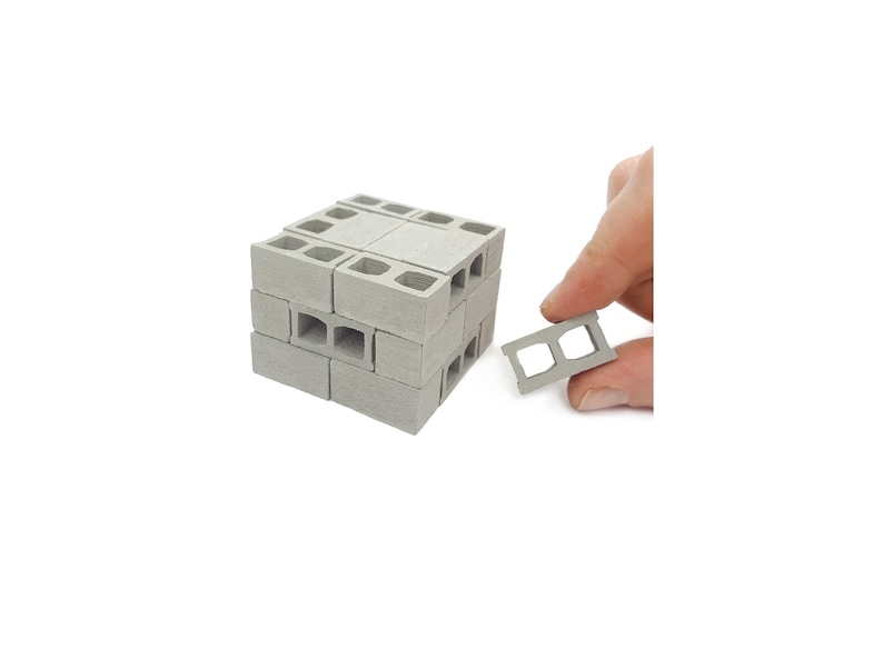 Miniature Cinder Blocks Made of Cement - Premium Quality - 1/12 Scale, Perfect for Scale Diorama Supplies, Unique Gifts for Men, Desk Toy image 1
