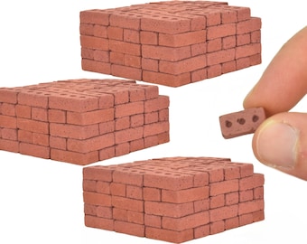 Real Mini Red Bricks - Premium Quality - 1/12 Scale, Perfect for Dioramas, Gifts for Men, Desk Toy, Dollhouse Miniature