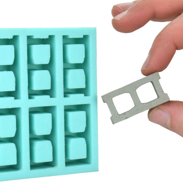 Miniature Cinder Block Mold, 1:10 Scale, Silicone Rubber. A Perfect Addition to Your Diorama Supplies