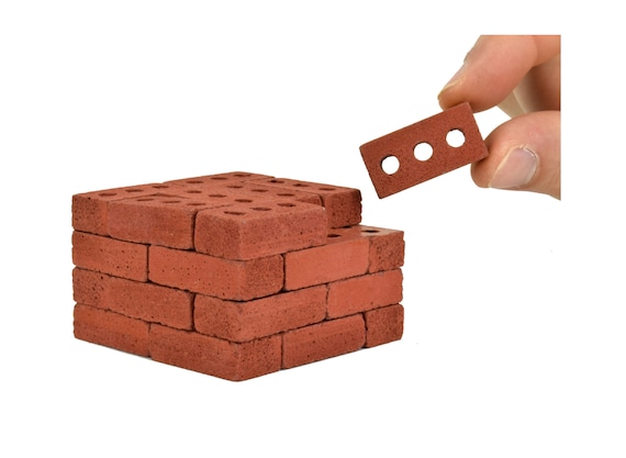 Miniature Red Bricks, 1:6 Scale, Blocks Perfect for Diorama Supplies,  Dollhouse Miniatures, Construction Gifts, Mini Gardens, and More 