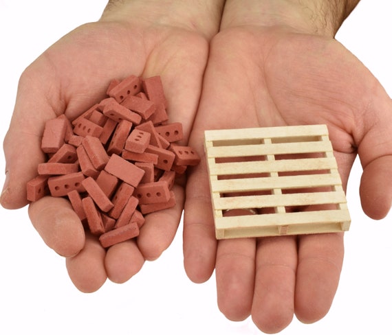 Mini Cinder Blocks Made of Cement with Pallet - Premium Quality - 1/12 Scale