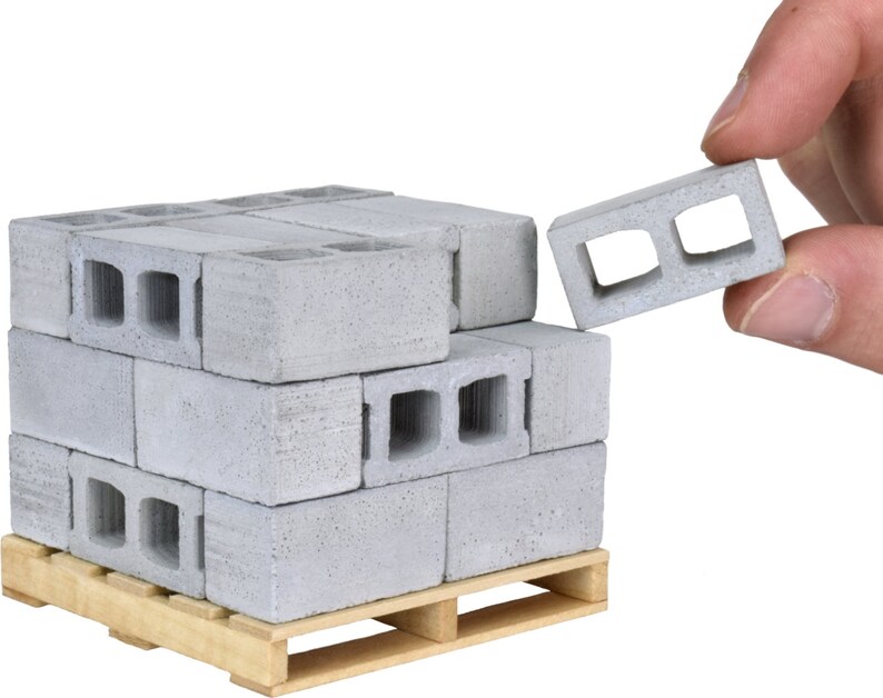 Miniature Cinder Blocks Made of Cement - Premium Quality - 1/12 Scale, Perfect for Scale Diorama Supplies, Unique Gifts for Men, Desk Toy image 4
