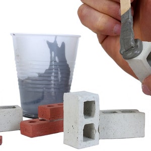 Miniature Cinder Blocks Made of Cement - Premium Quality - 1/12 Scale, Perfect for Scale Diorama Supplies, Unique Gifts for Men, Desk Toy image 2