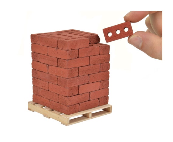 Mini Red Bricks, 1:6 Scale, Blocks and Pallet Perfect for Diorama