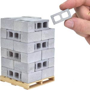 Miniature Cinder Blocks Made of Cement - Premium Quality - 1/12 Scale, Perfect for Scale Diorama Supplies, Unique Gifts for Men, Desk Toy image 9