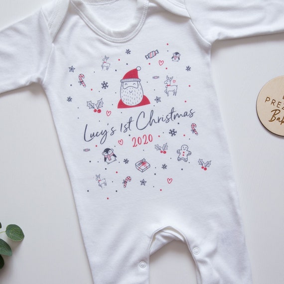 personalised first christmas babygrow