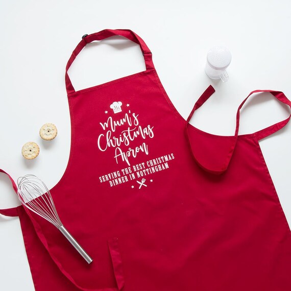 Christmas Apron Mum's Christmas Apron Personalised Red Etsy
