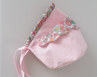Organic pink cotton adjustable beguin and birth liberty at 6 years old