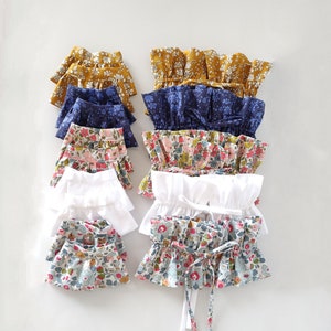 Col amovible avec nœud en coton liberty, coton bio, et manchettes pour femme