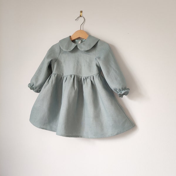 Robe en lin manches longues pour bébé et fille