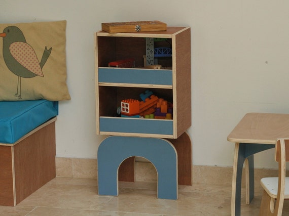 childrens storage unit with boxes