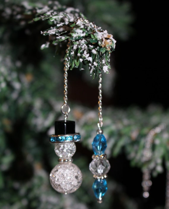 Items similar to Snowman Glass Beaded Icicle Ornaments on Etsy