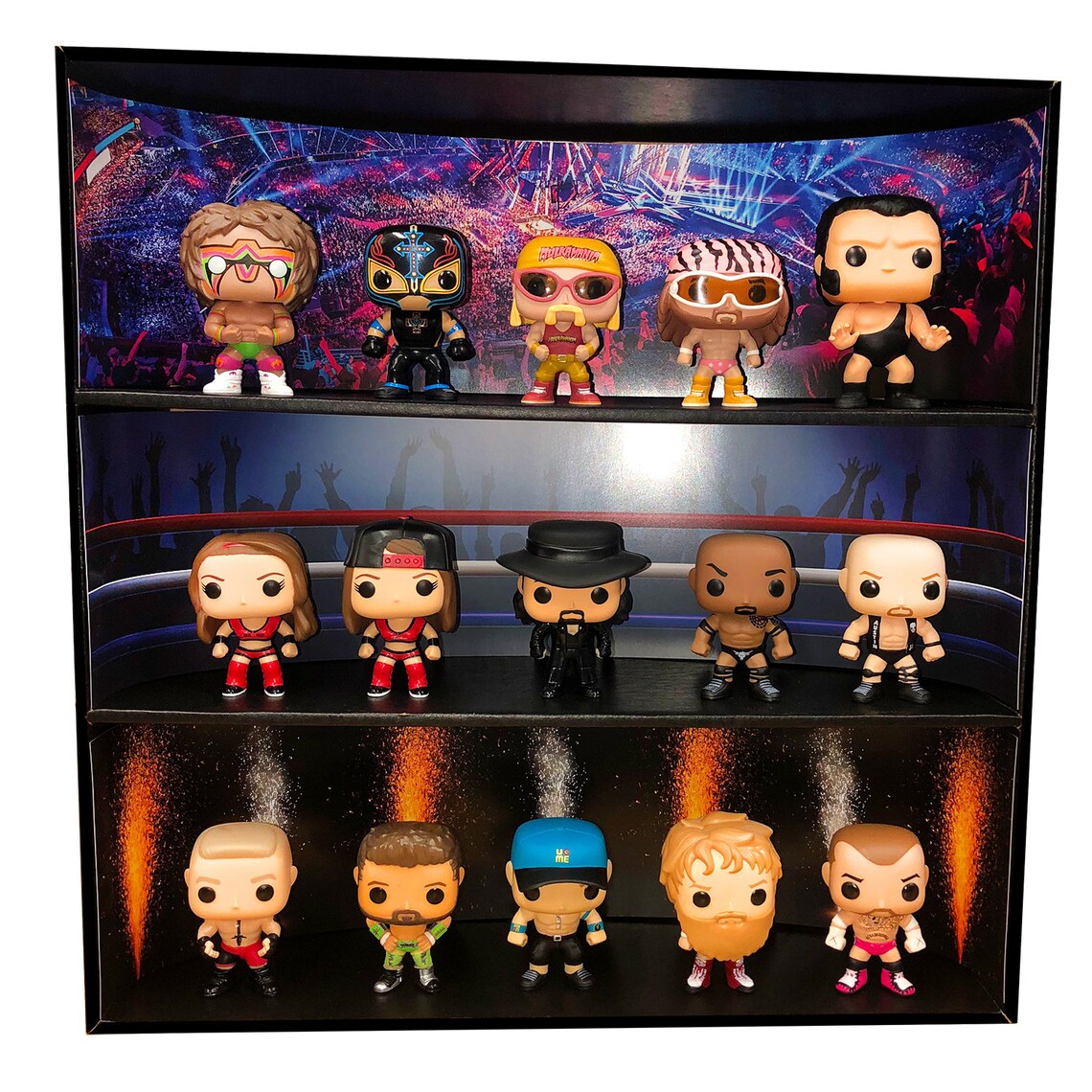 WWE Funko Pop Display Case with 3 Backdrop Inserts Stackable Etsy