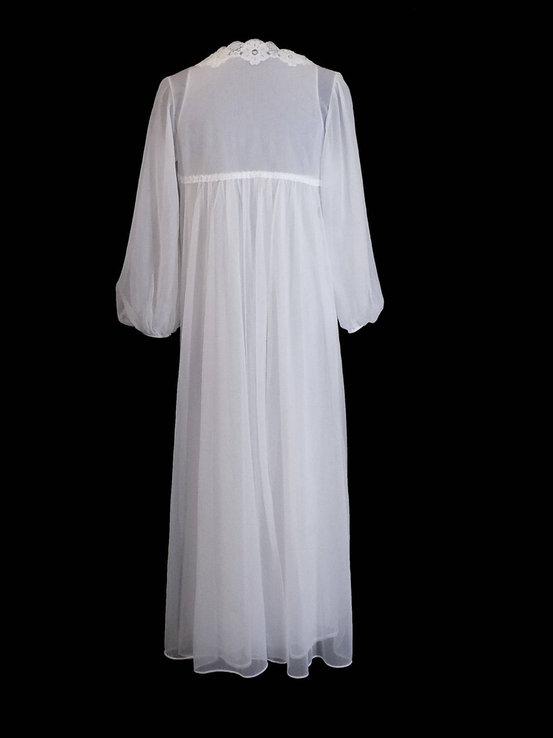 Chiffon Nightgown and Robe 1960s Gossard Artemis Peignoir Set White GORGEOUS Size Small