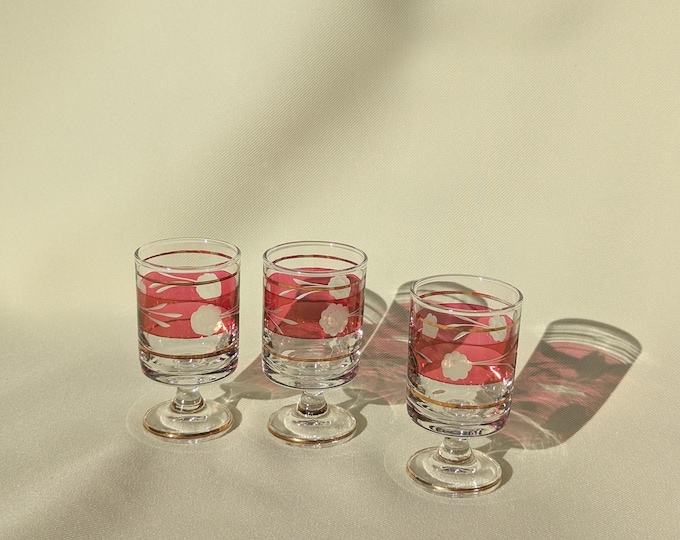 Vintage Retro Cocktail Shot Glasses - Set of 3