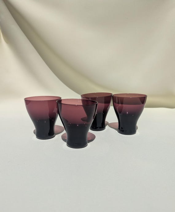 Sculptural Purple Cocktail Glasses – Set of 4