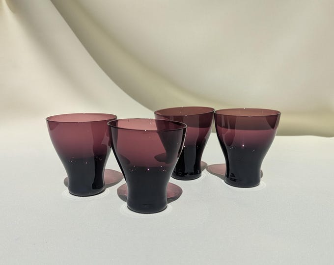 Sculptural Purple Cocktail Glasses – Set of 4