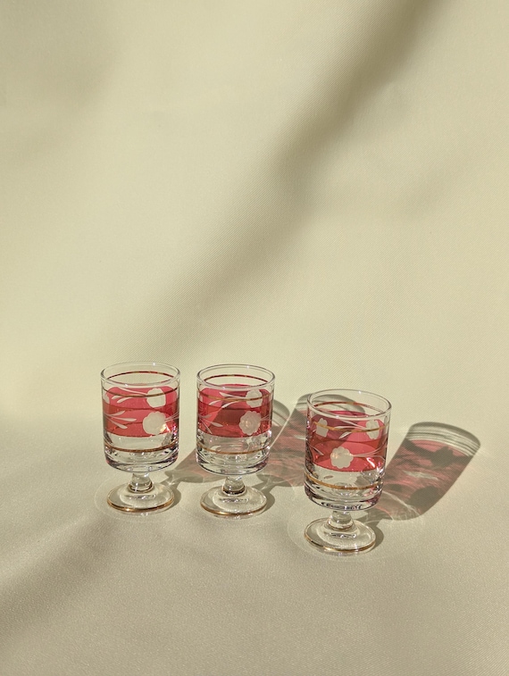 Vintage Retro Cocktail Shot Glasses - Set of 3