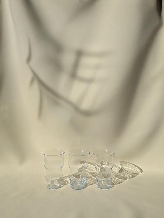 Retro Sculptural Light Blue Cocktail Glass - Set of 3
