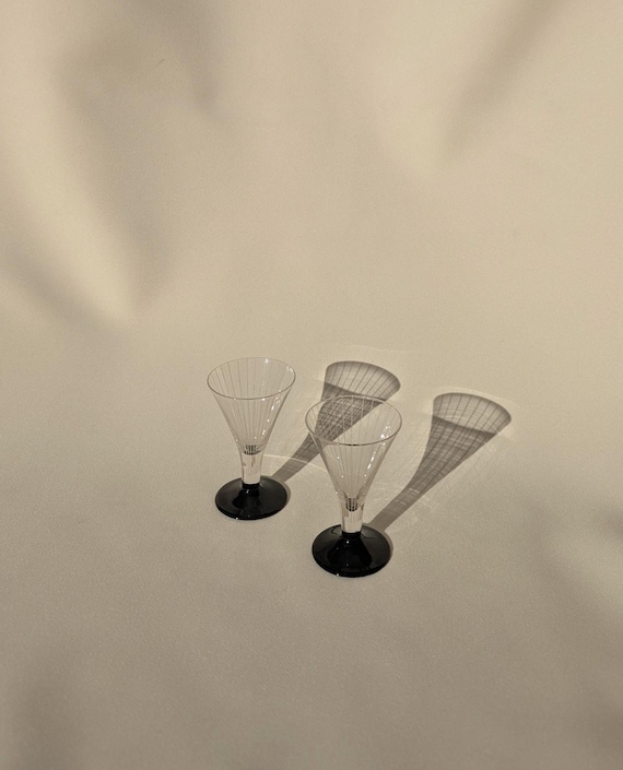 Rare Vintage Mid-Century Art Deco Shot Glasses – Set of 2