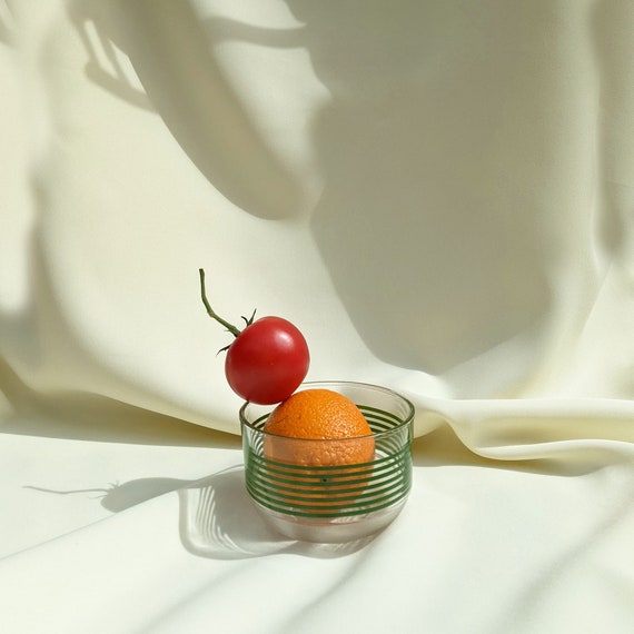 Vintage Stripe Glass Serving Bowl