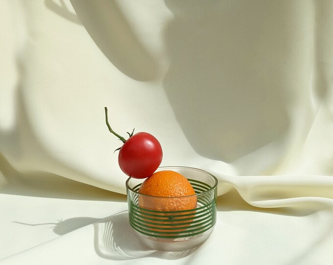 Vintage Stripe Glass Serving Bowl