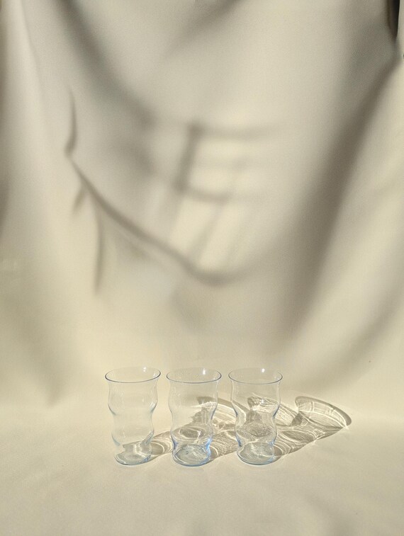 Retro Sculptural Light Blue Cocktail Glass - Set of 3
