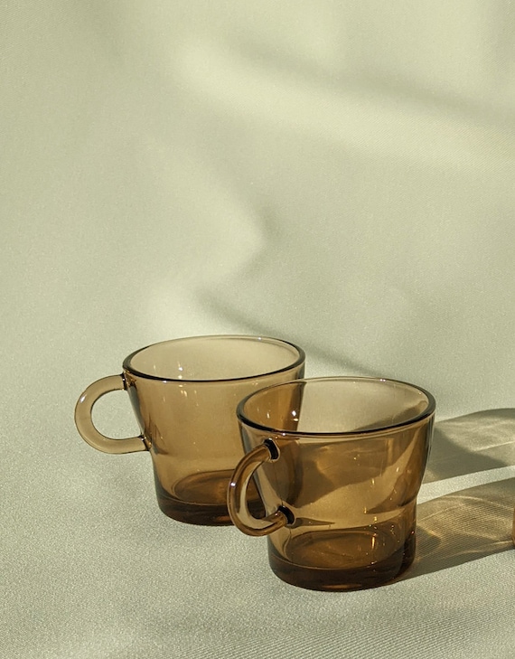 Made in France Vintage Duralex Tea Glass and Saucer - Set of 2