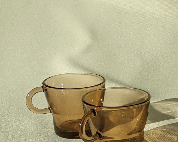 Featured listing image: Made in France Vintage Duralex Tea Glass and Saucer - Set of 2